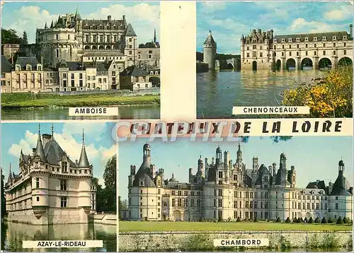 Moderne Karte Chateaux de la Loire Amboise Chenonceaux Azay le Rideau Chambord