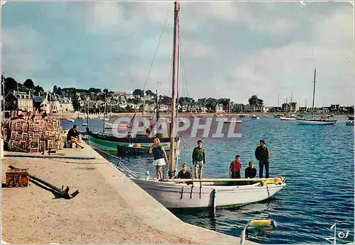 Moderne Karte Perros Guirec Cotes du Nord Le Port et les Hotels Bateau