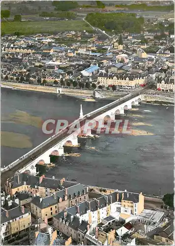 Moderne Karte Blois Loir et Cher Vue aerienne sur le pont et sur la Loire