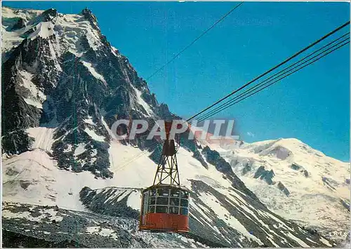 Moderne Karte Chamonix Mont Blanc Depart de la Benne du Plan de l'Aiguille vers le sommet de l'Aiguille du Mid