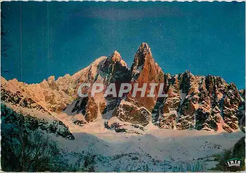 Moderne Karte Chamonix Mont Blanc Coucher de Soleil sur les Drus
