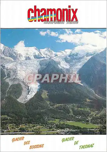 Moderne Karte Chamonix Mont Blanc Haute Savoie France Glaciers des Bossons et de Taconaz