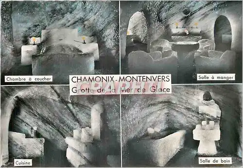 Moderne Karte Chamonix Montenvers Grotte de la Mer de Glace