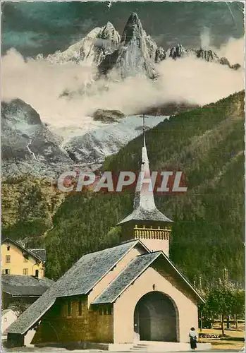 Cartes postales moderne Chamonix Hte Savoie Chapelle des Praz Aiguilles Verte et du Dru