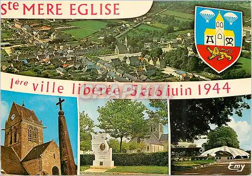 Cartes postales moderne Sainte Mere Eglise Manche Vue generale aerienne Lion Militaria