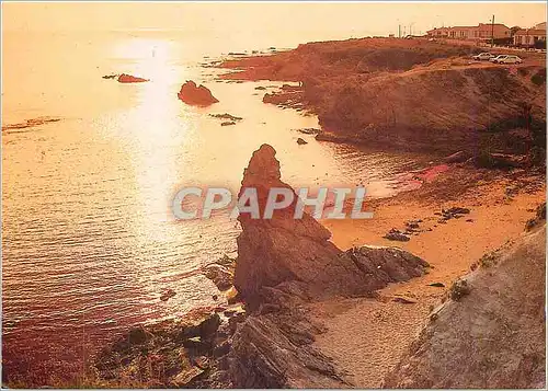 Moderne Karte Bretignolles sur Mer Vendee Le Rocher de Ste Veronique au soleil couchant