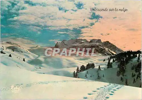 Moderne Karte Crepuscule sur la neige