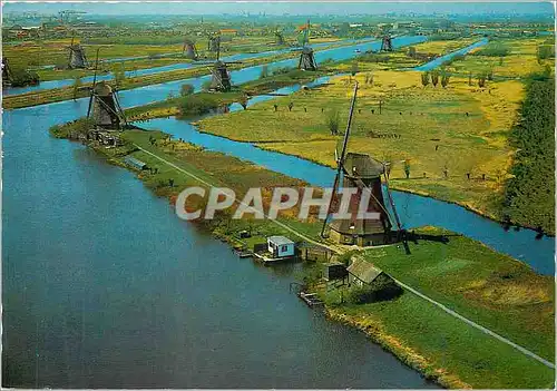 Moderne Karte Panorama Molens Kinderdijk Moulins a vent