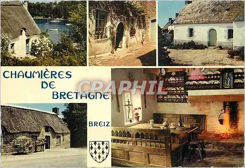 Moderne Karte Chaumieres de Bretagne Chaumieres de Cornouaille et du Vannetais interieur breton du Porzay