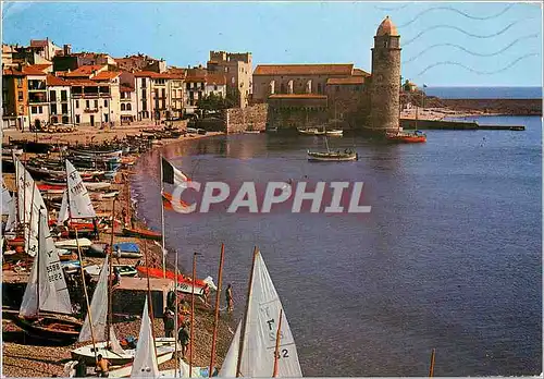 Moderne Karte Collioure La Rade L'Eglise Bateaux