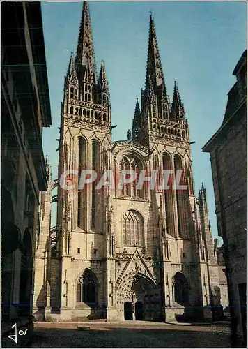 Moderne Karte Quimper Finistere La Cathedrale Saint Corentin vue de la rue Kereon