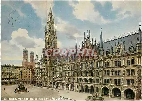 Cartes postales moderne Munchen Marienplatz Rathaus mit Frauenkirche