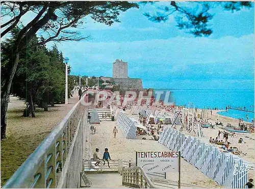 Moderne Karte Fouras Char Marit La Plage Le Semaphore A droite la Piscine Tentes cabines