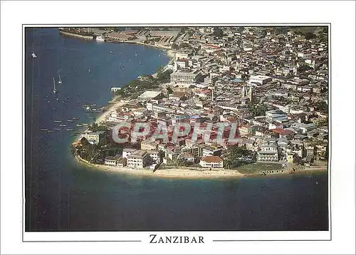 Moderne Karte Zanzibar Aerial view of town coastline