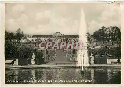 Moderne Karte Potsdam Schloss Sanssouei mit den Terrassen und grosser Fontaine