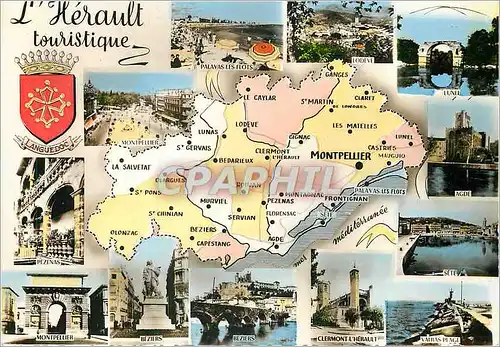 Cartes postales moderne L'Herault Touristique Palavas les Flots Lodeve Lunel Pezenas Agde Montpellier