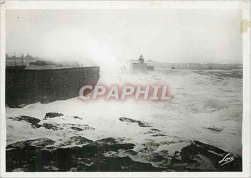 Moderne Karte Quiberon Port Maria La Jetee un jour de Tempete