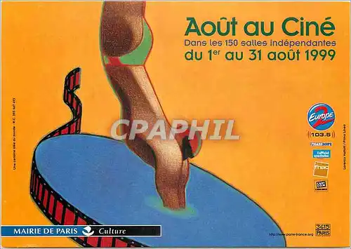 Cartes postales moderne Mairie de Paris Aout au Cine 1999 Cinema Piscine