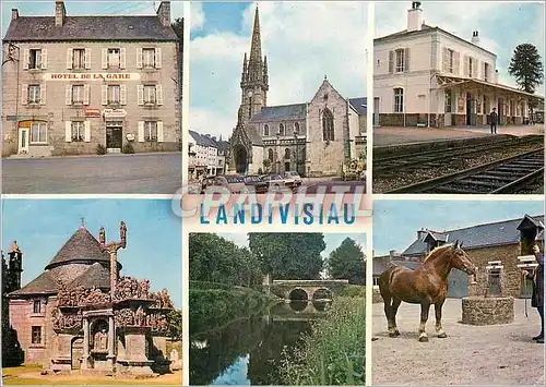 Cartes postales moderne Landivisiau L'Hotel de la Gare l'Eglise