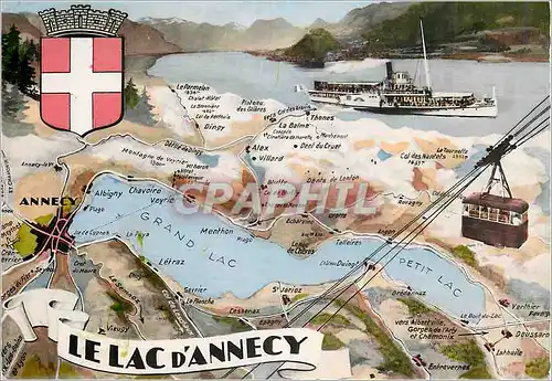 Cartes postales moderne Le Lac d'Annecy Bateau Teleferique