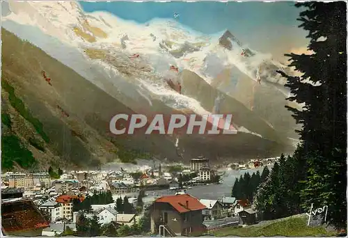 Moderne Karte Chamonix Hte Savoie Vue generale et massif du Mont Blanc