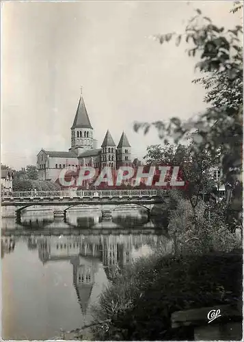 Moderne Karte Paray le Monial Vue sur la Basilique et le Vieux Pont