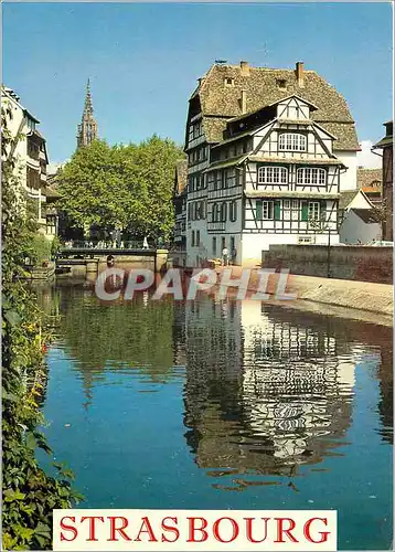 Moderne Karte Strasbourg Le Vieux Quartier du Bain aux Plantes et sa fleche de la Cathedrale