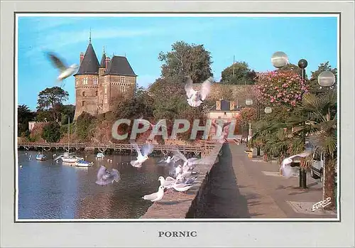 Moderne Karte Pornic Le Chateau et la Passerelle menant au chemin de corniche