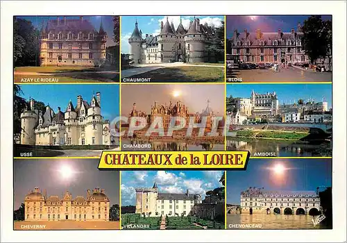 Cartes postales moderne Chateaux de la Loire Azay le Rideau Chaumont Blois Usse Chambord Amboise