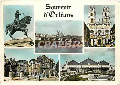 Cartes postales moderne Souvenir d'Orleans Vue generale Statue J d'Arc La Cathedrale Ste Croix