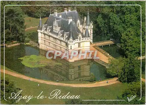 Cartes postales moderne Azay le Rideau Indre et Loire Vue aerienne du chateau entoure par l'Indre