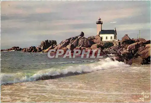 Moderne Karte Brignogan Plage Finistere Le phare de Pontusval