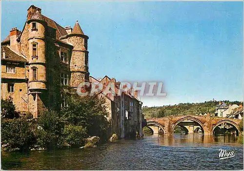 Moderne Karte Espalion Le Chateau et le Pont medieval sur le Lot