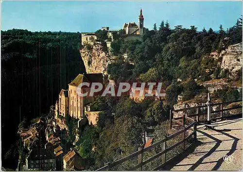 Moderne Karte Rocamadour Lot Site de France Vue panoramique prise de la route du chateau