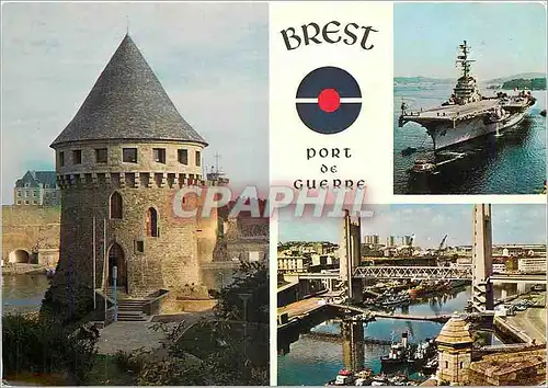Moderne Karte Brest Port de Guerre La Bretagne Sur une des plus Belles Rades du Monde Brest Porte Avions Batea