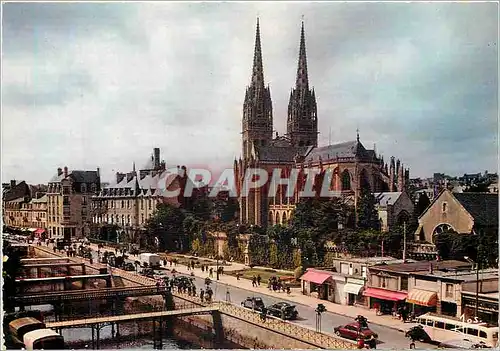 Moderne Karte Quimper Finistere La Cathedrale et quais de l'Odet