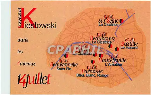 Cartes postales moderne Les Horaires des salles Kieslowski