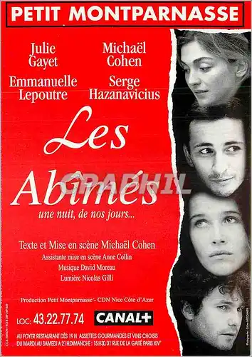 Cartes postales moderne Petit Montparnasse Les Abimes Julie Gayet Michael Cohen