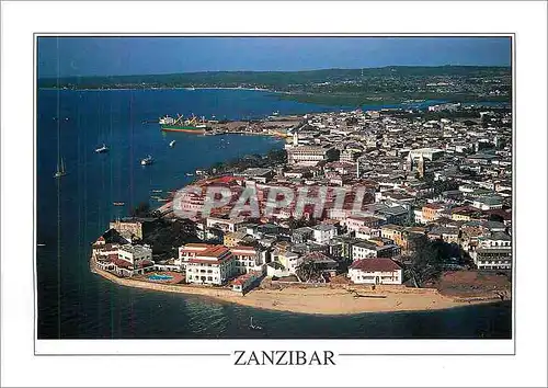 Moderne Karte Aerial view of the triangular peninsula of Shangani Zanzibar Stone Town