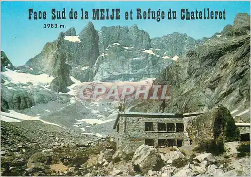 Moderne Karte Les Alpes du Dauphine Refuge du Chatelleret et face Sud de la Meije
