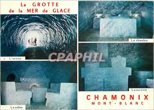 Moderne Karte La Grotte de la Mer de Glace Chamonix Mont Blanc