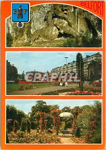 Cartes postales moderne Belfort Le Lion ceuvre du Sculpteur Bartholdi La place de la Resistance La Roseraie