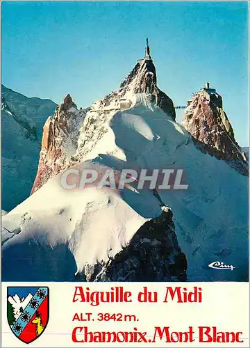Moderne Karte Chamonix Mont Blanc Hte Savoie Vue aerienne L'Aiguille du Midi