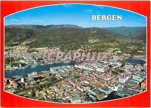 Moderne Karte Bergen Flyfoto Norway