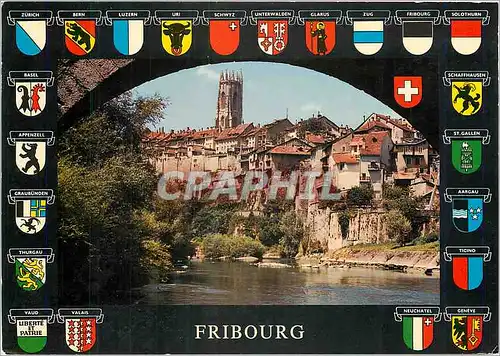 Cartes postales moderne Fribourg La vieille ville et la cathedrale St Nicolas