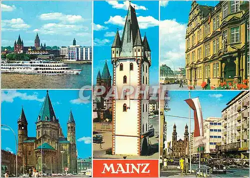 Cartes postales moderne Mainz am Rhein Rheinufer Holzturm Gutenberg Museum Dom Peterskirche