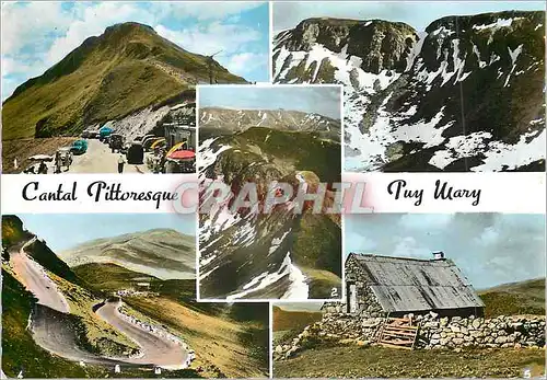 Moderne Karte Cantal Pittoresque Puy Mary Col d'Eylac Breche de Rolland Le Grand Tournant Un Buron