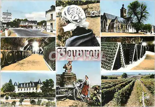 Cartes postales moderne Vouvray Indre et Loire Le Virage gastronomique Coiffe tourangelle L'Eglise Une Cave