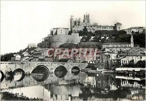 Moderne Karte Beziers Herault Vue Generale et le Pont Vieux