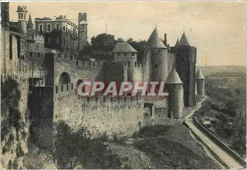 Moderne Karte Cite de Carcassonne Aude Ensemble de la Porte d'Aude et remparts exterieurs